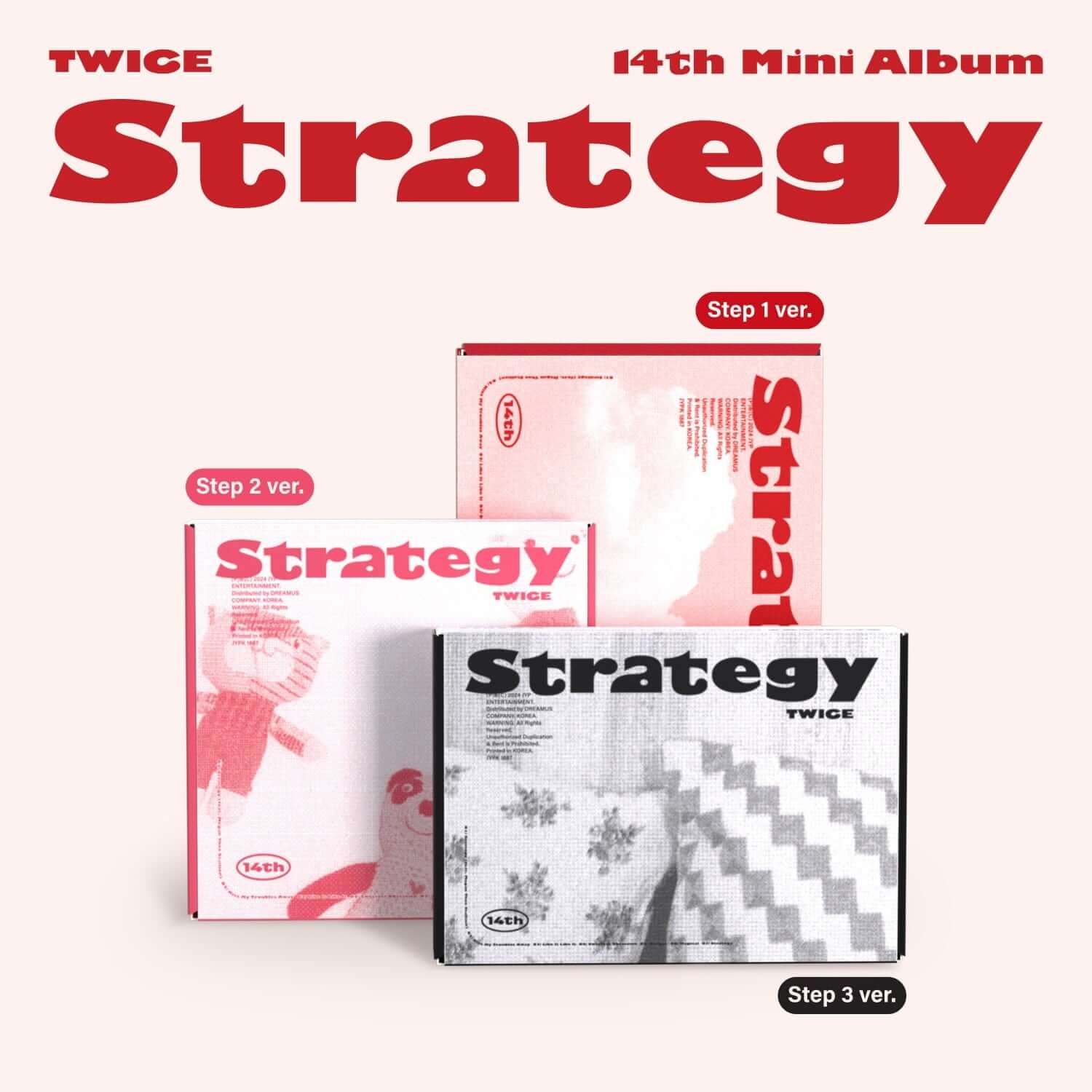 TWICE - 14th Mini Album [STRATEGY] (Step1 ver. / Step2 ver. / Step3 ver) (Random 1 of 3) - Album Kpop, coffrets visuels