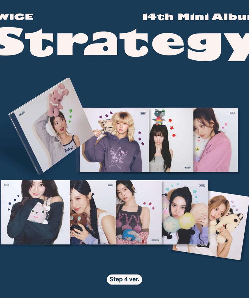 TWICE - 14th Mini Album [STRATEGY] (Step4 ver. ) (Random 1 of 9) - Album Kpop, visuel affiche bleu avec photos