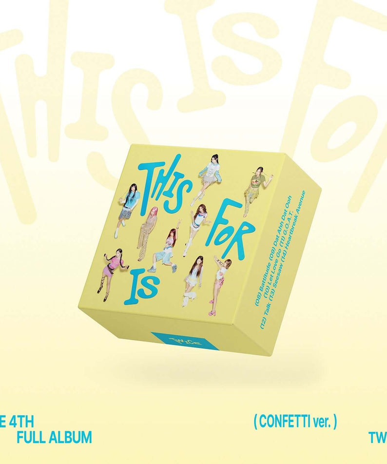 TWICE - 4th Album [THIS IS FOR] (CONFETTI ver.) - Album Kpop, visuel couverture confettis sur fond clair, style K-pop.
