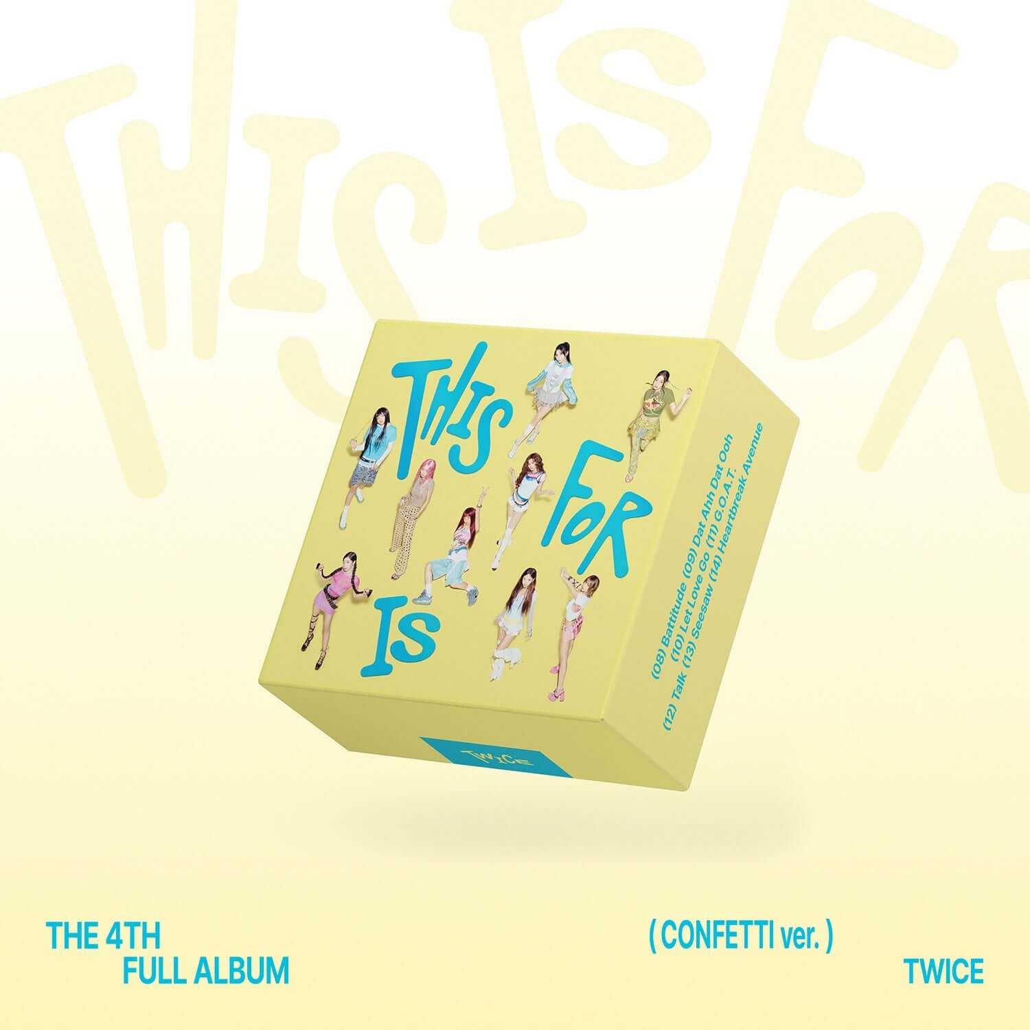 TWICE - 4th Album [THIS IS FOR] (CONFETTI ver.) - Album Kpop, visuel couverture confettis sur fond clair, style K-pop.