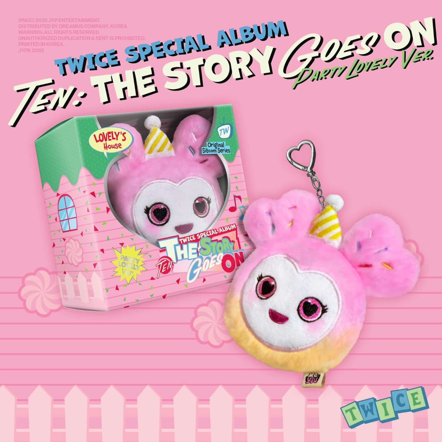 TWICE - [TEN: The Story Goes On] (Party lovely ver.) - Album Kpop : boîte et peluche rose, visuel spécial Party Lovely.