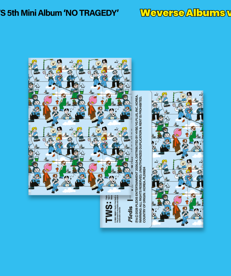 TWS - 5th Mini Album [NO TRAGEDY] (Weverse Albums ver.) - Album Kpop, visuel couverture et photobook sur fond bleu