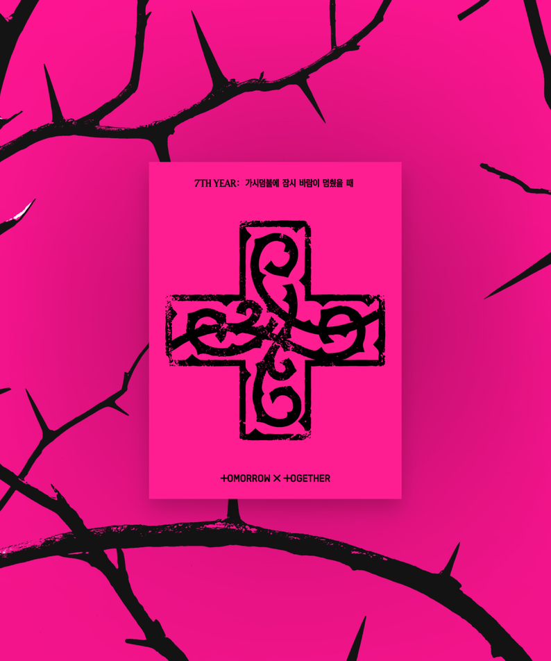 TXT - 7TH YEAR: (PPULBATU Ver.)(Weverse Albums ver.)(Random 1 of 5) - album Kpop sur fond rose visuel Weverse