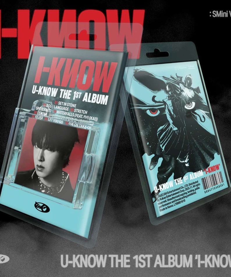 U-KNOW YUNHO - 1st Album [I-KNOW] (SMini Ver.)(Smart Album) - Album Kpop, pack mini illustré à fond noir.