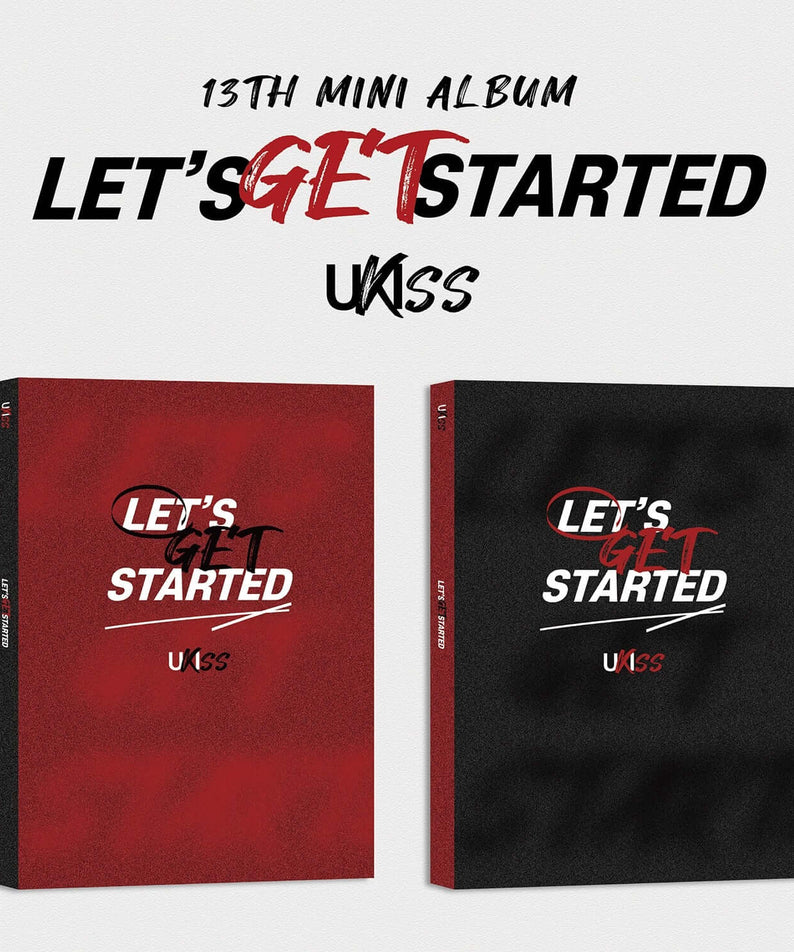 UKISS - 13th Album [LET’S GET STARTED] (Flash ver. / Shadow ver.) (Set) - coffret mini album Kpop, dos rouge et noir