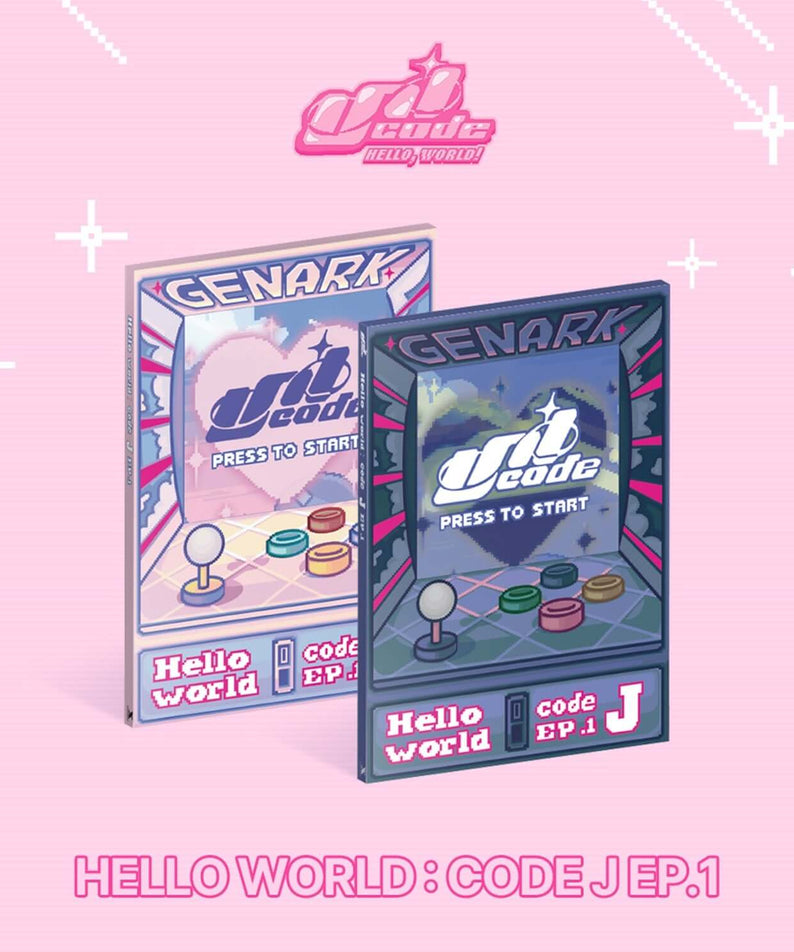 UNICODE - [HELLO WORLD : CODE J EP.1] (Type A / Type B) (Set of 2) - Album Kpop, coffret, visuel rose avec 2 versions.