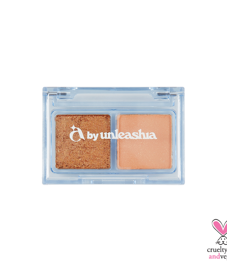 UNLEASHIA Cotton Candy Face Palette de la marque UNLEASHIA, étui transparent avec duo maquillage, tons rose et doré