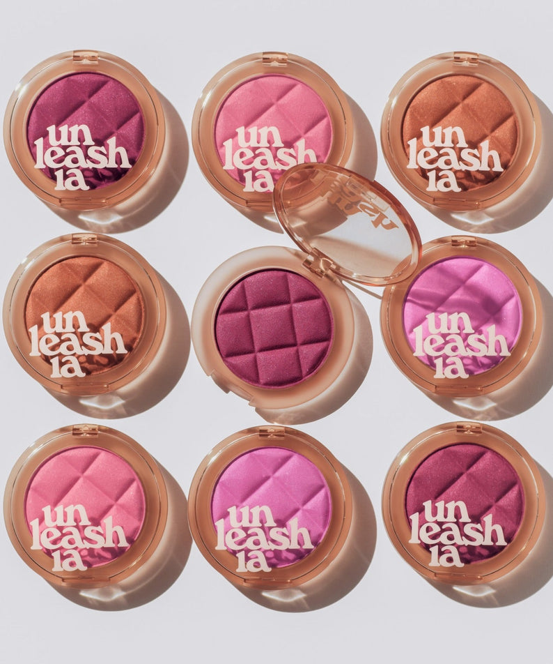 UNLEASHIA Dough Dough Waffle Blush de la marque UNLEASHIA, fards blush roses en packaging sur fond clair, vue produit