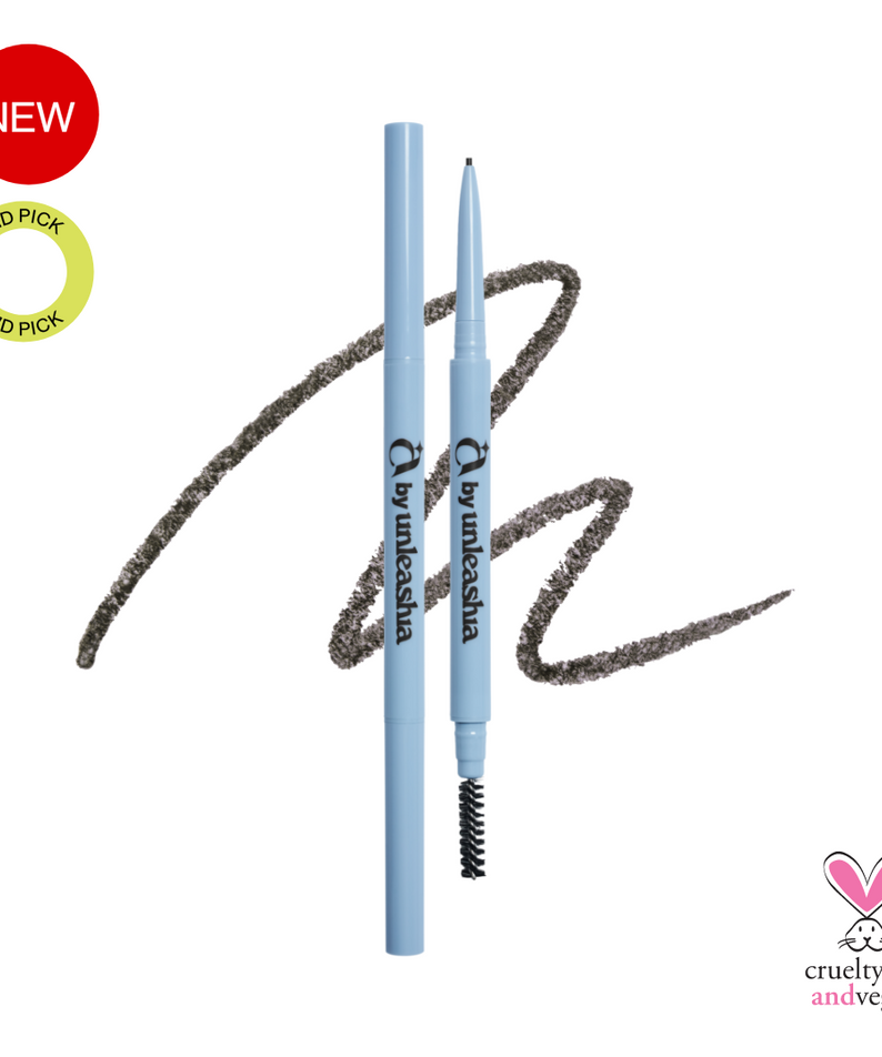 UNLEASHIA Real Fine 1mm Eyebrow Pencil de la marque UNLEASHIA, stylo à sourcils bleu sur traces de maquillage, blanc.