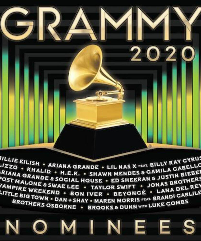 VARIOUS ARTISTS - [2020 Grammys® Nominees] (EU Import) - Album Kpop : coffret GRAMMY 2020, trophée et liste d’artistes sur fond vert.