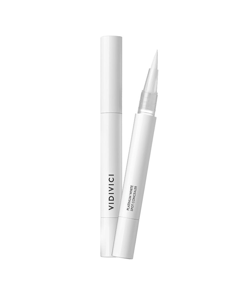 VIDIVICI Platinum White Spot Concealer, correcteur de teint haute qualité en format stylo blanc, produit beauté incontournable.
