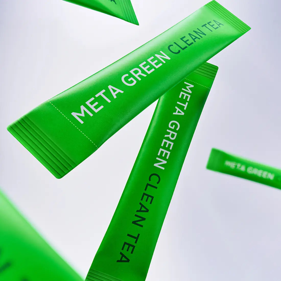 VITALBEAUTIE Meta Green Clean Tea 10 Packets : sachets verts sur fond clair, marque et contexte visuel en gros plan