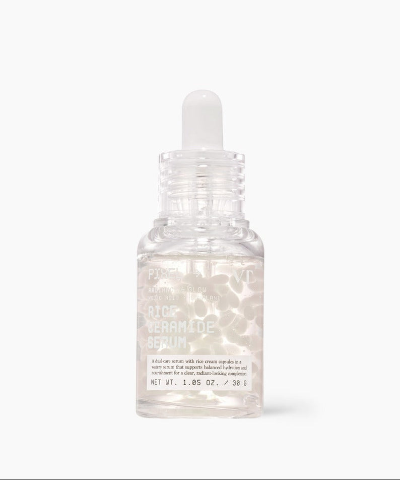 VT COSMETIC Rice Ceramide Serum 30ml de la marque VT COSMETIC, flacon sérum sur fond blanc, photo produit