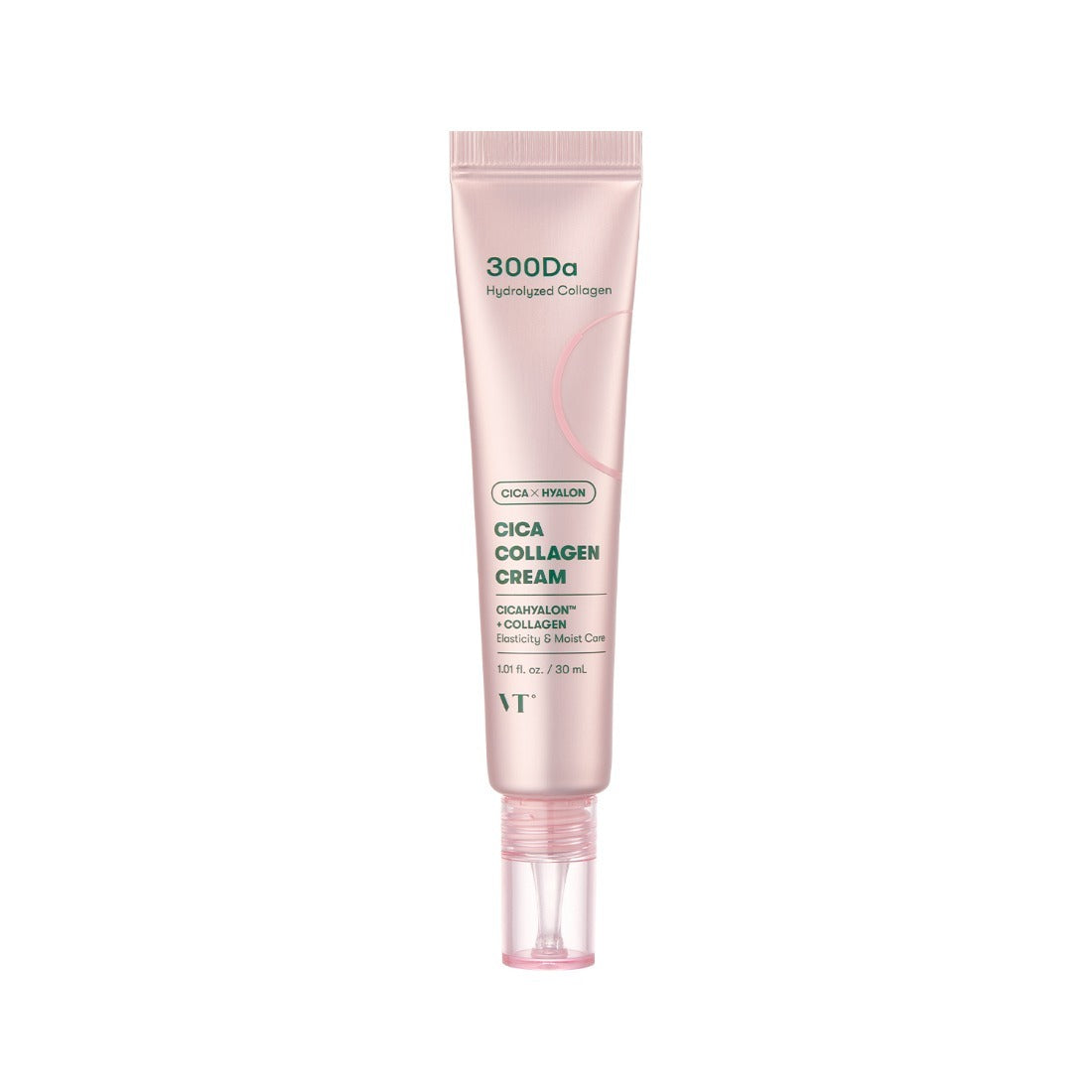VT COSMETICS Cica Collagen Cream 30ml : tube rose sur fond blanc, branding VT COSMETICS visible, crème cica-collagène.