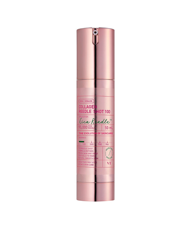 VT COSMETICS Collagen Reedle Shot® : flacon spray rose sur fond blanc, produit beauté anti-âge de la marque VT Cosmetics