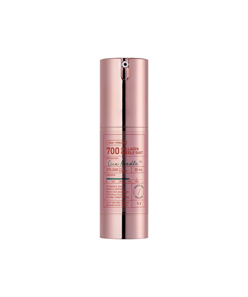 VT COSMETICS Collagen Reedle Shot®, flacon rose en vue produit sur fond blanc, marque VT COSMETICS