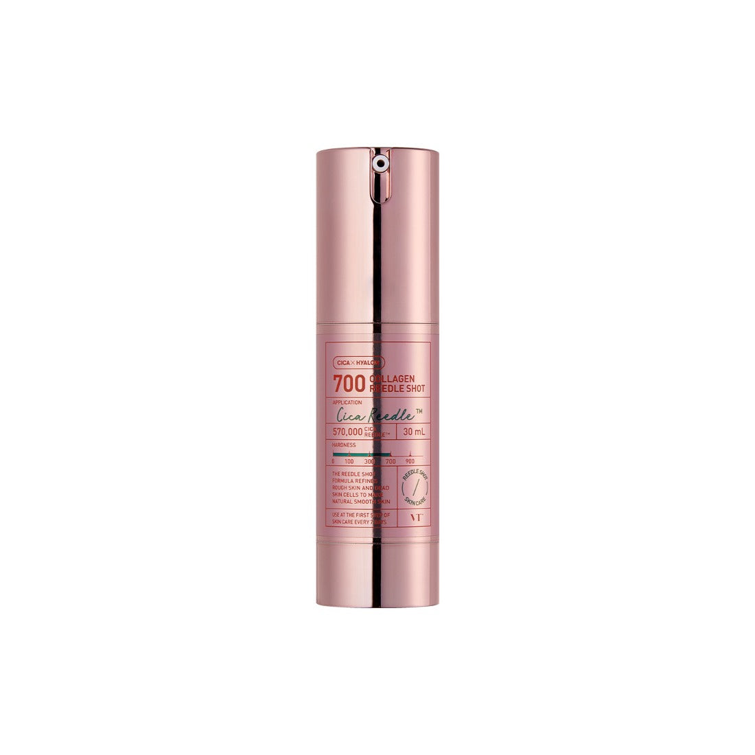 VT COSMETICS Collagen Reedle Shot®, flacon rose en vue produit sur fond blanc, marque VT COSMETICS