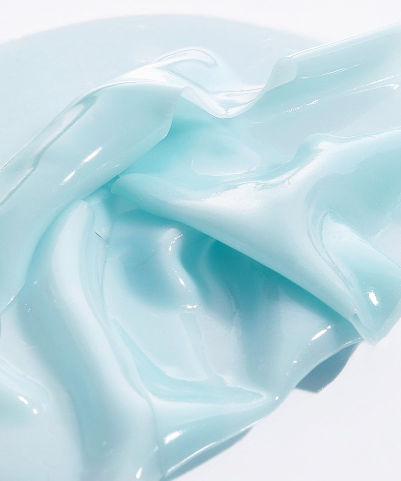 VT COSMETICS PDRN Hydrogel Mask 4 Pack, pack de masques en gel hydrogel PDRN de VT COSMETICS, texture bleue humide.