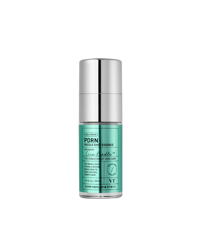 VT COSMETICS  PDRN Riddle Shot Essence 30ml de VT Cosmetics, flacon vert sur fond blanc, produit de skincare
