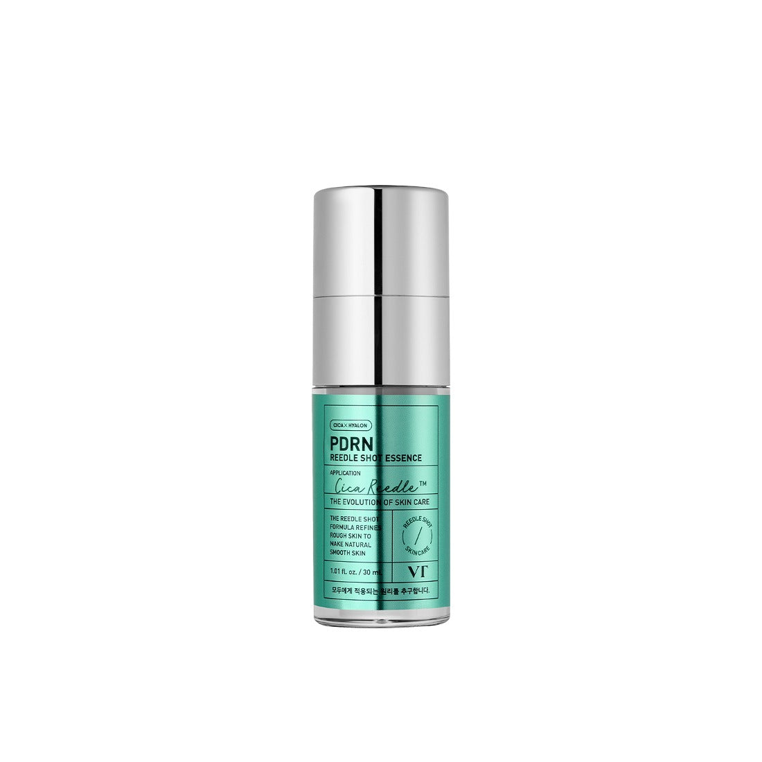 VT COSMETICS  PDRN Riddle Shot Essence 30ml de VT Cosmetics, flacon vert sur fond blanc, produit de skincare