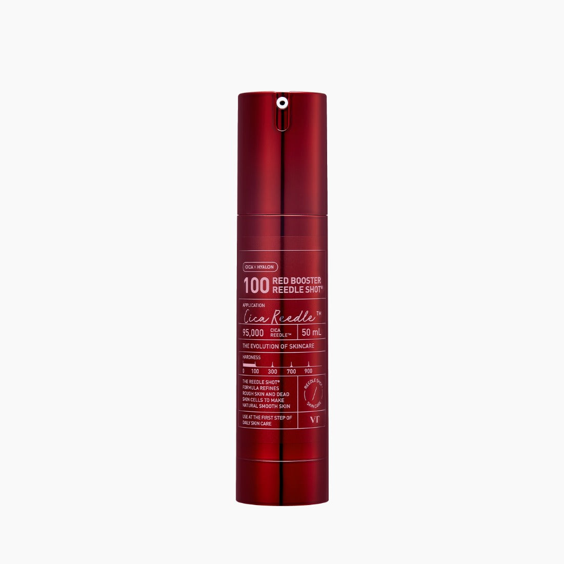 VT COSMETICS Red Booster Reedle Shot® en flacon rouge, présentation produit sur fond blanc, beauté skin care