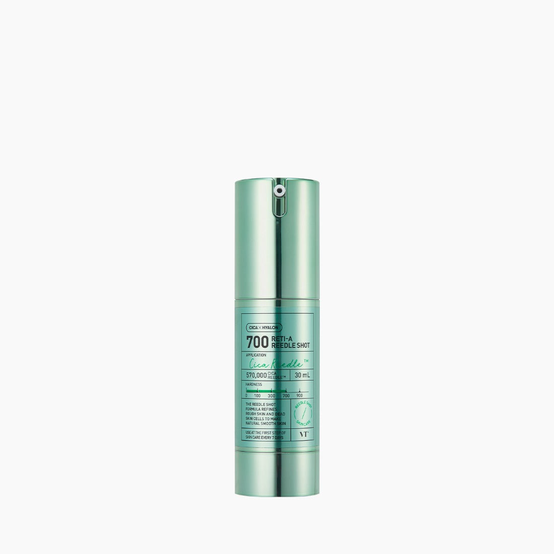 VT COSMETICS Reti-A Reedle Shot® flacon vert sur fond blanc, photo produit marque cosmétique