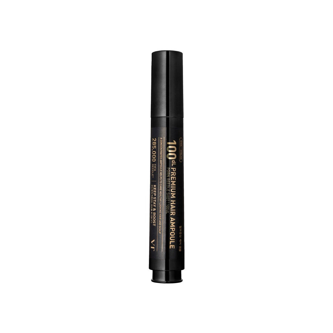 VT COSMETICS  Riddle Shot Premium Hair Ampoule 100dL de VT Cosmetics, flacon noir sur fond blanc (visuel produit).