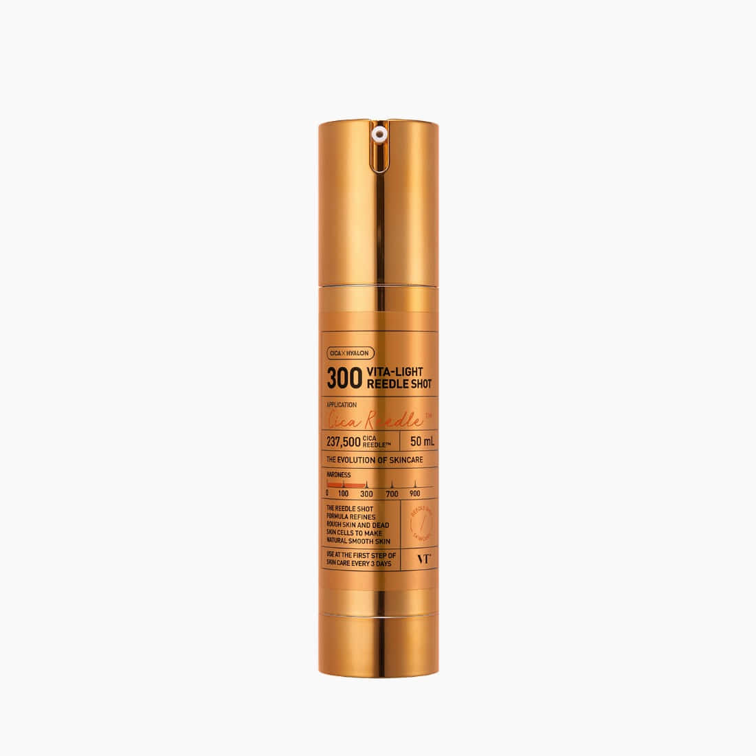VT COSMETICS Vita-Light Reedle Shot® en flacon doré sur fond blanc, produit cosmétique VT COSMETICS