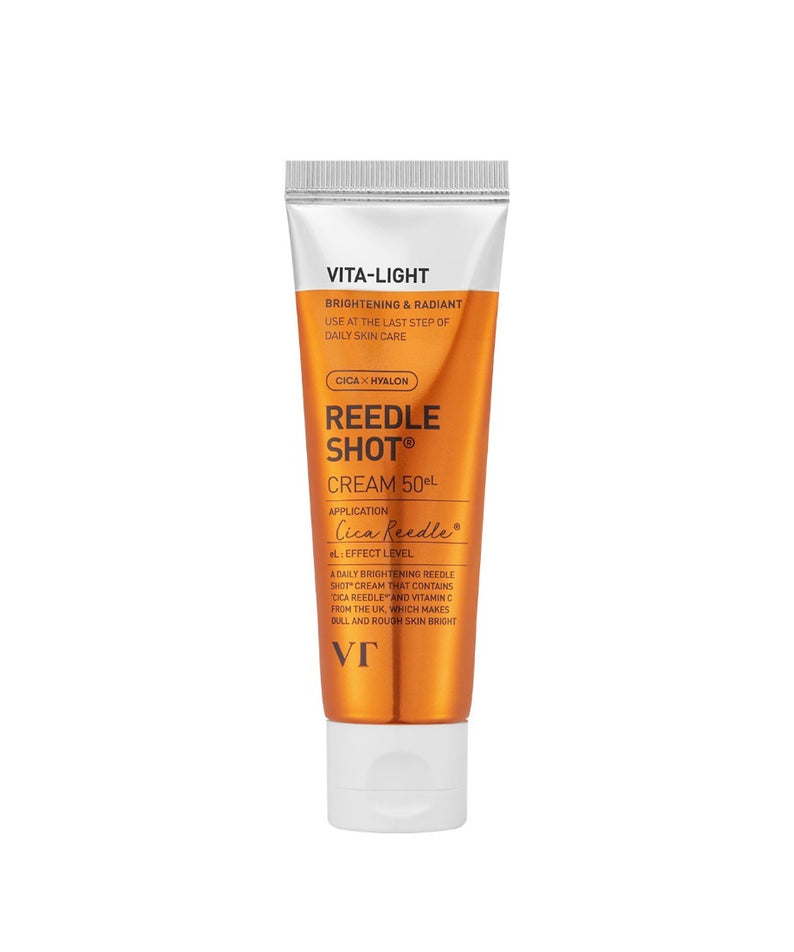 VT COSMETICS Vital-Lite Riddleshot Cream 50g, tube orange sur fond blanc, présentation produit de la marque VT COSMETICS.