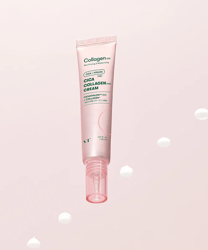 VT COSMETIC Cica Collagen Cream 30ml en tube rose, crème hydratante et apaisante