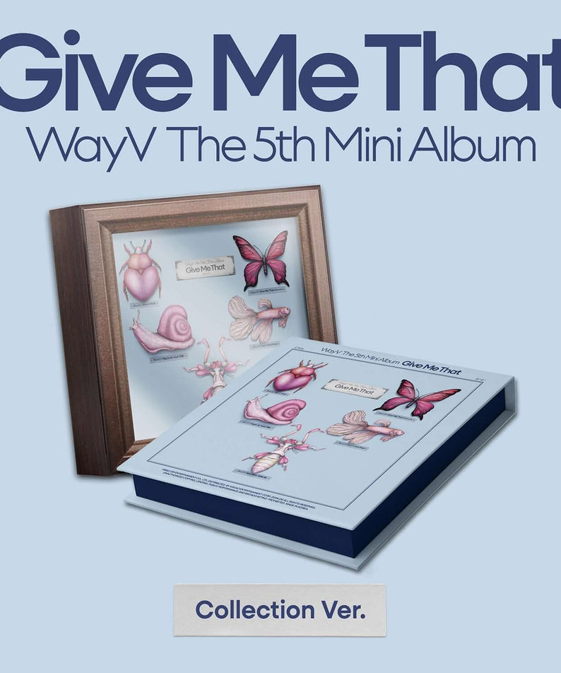 WAYV - 5th Album [Give Me That] (Collection Ver.) - Album Kpop : coffret bleu et illustration papillons, sur fond clair