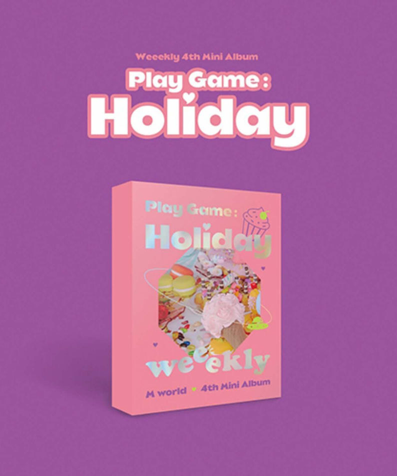 WEEEKLY - 4th Album [Play Game:Holiday] M world ver. - Album Kpop : mini-album sur fond violet, marque WEEEKLY.