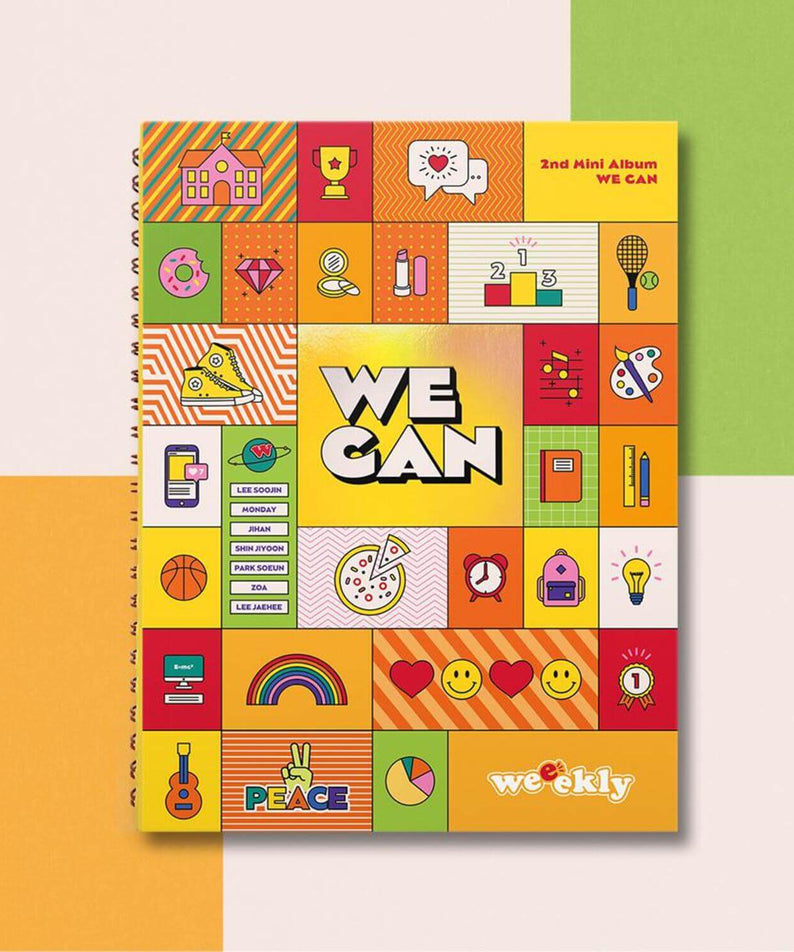 WEEEKLY - [WE CAN] (ORB VER.) - Album Kpop, jaquette colorée avec motifs graphiques We Can, design We&Kly.