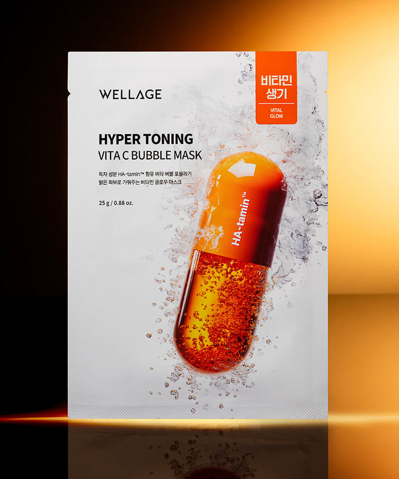 WELLAGE  Hyper Toning Vita C Bubble Mask 25gx5 sheets