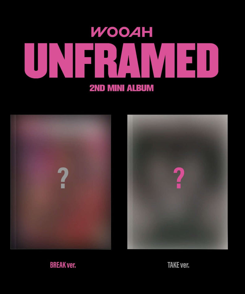 WOOAH - [UNFRAMED] (BREAK ver. / TAKE ver.) (Set) - Album Kpop, coffret complet, visuel affiche noir/rose, 2 versions