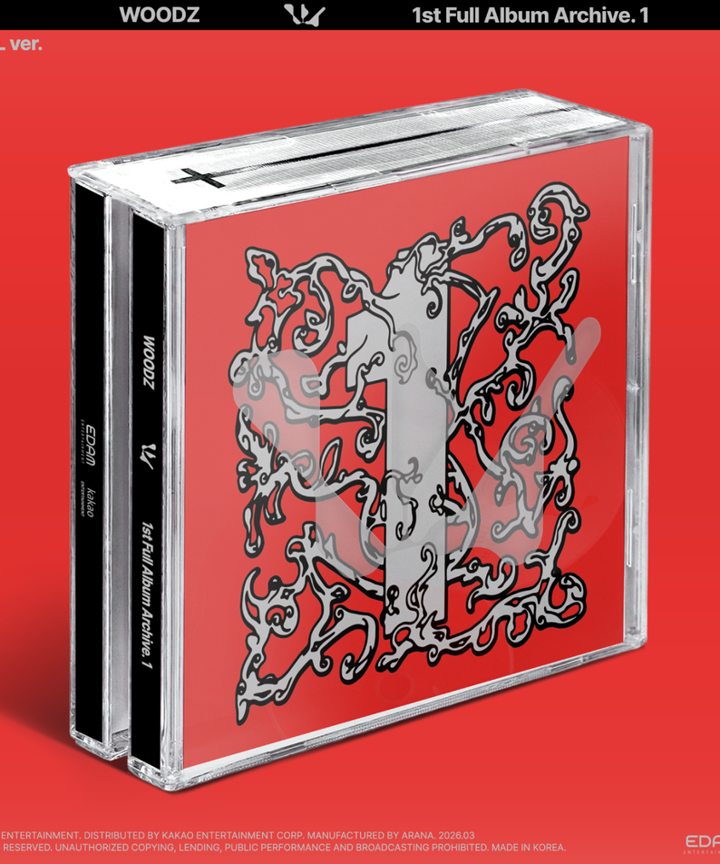 WOODZ - 1st Full Album [Archive. 1] (Jewel Ver.) - Album Kpop, coffret jewel rouge, visuel packshot sur fond rouge