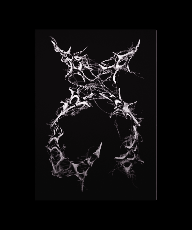 XG - 2nd Mini Album [AWE] (XG ver.) - Album Kpop, pochette noire avec motif abstrait argenté, visuel XG.