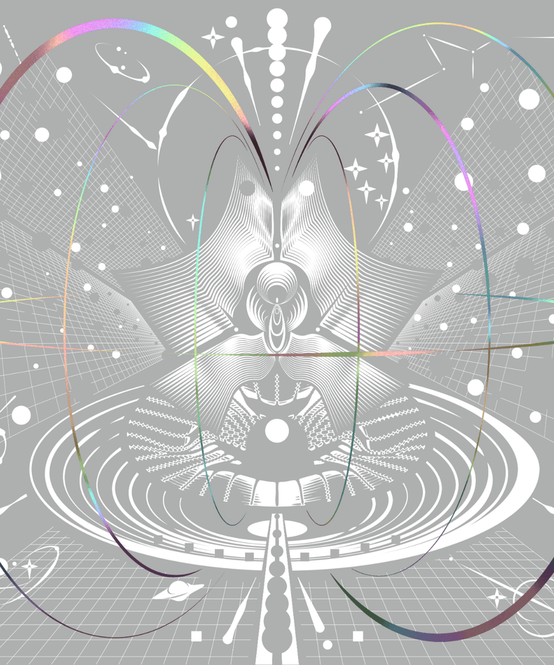 XG - [MILLION PLACES] - Album Kpop de XG, visuel futuriste avec cercles colorés et motifs abstraits