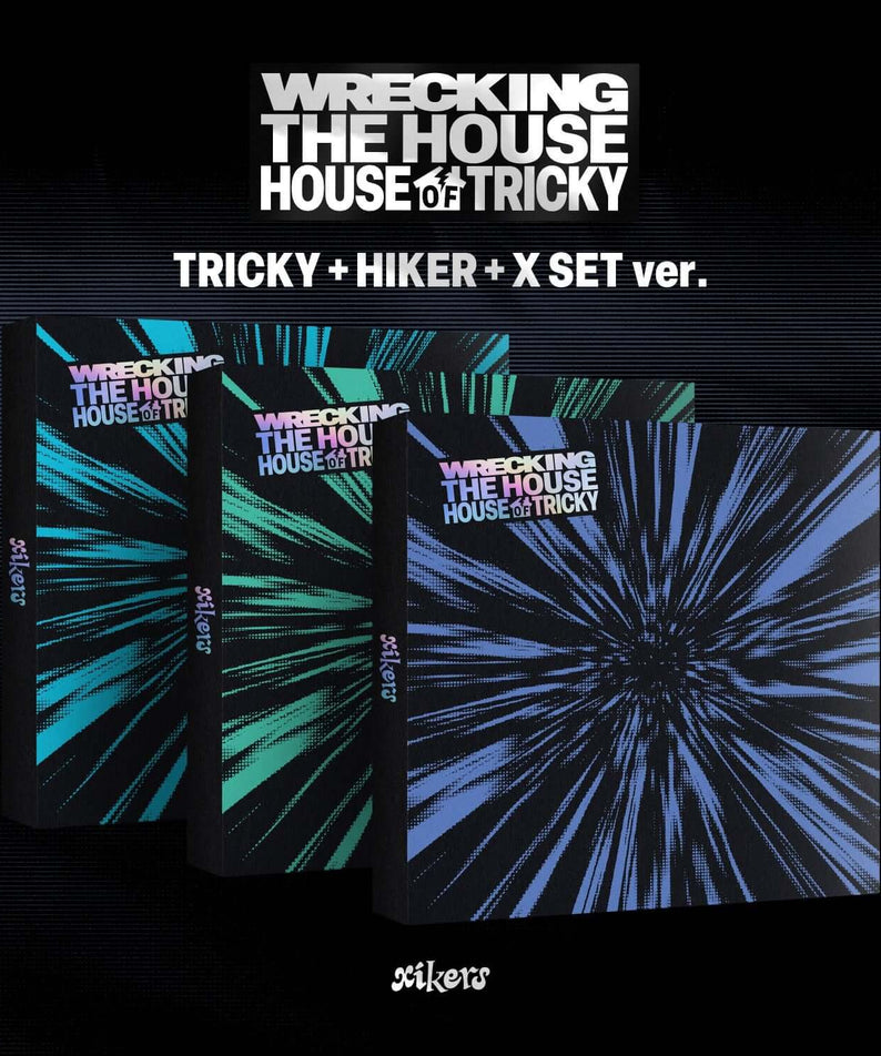 XIKERS - 6TH MINI ALBUM [HOUSE OF TRICKY : WRECKING THE HOUSE] (Set of 3) - Album Kpop, coffret 3 versions, visuel CD noir & bleu