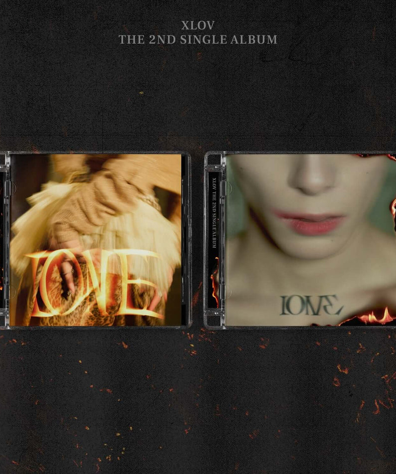 XLOV - 2nd Single [I ONE] (Set of 2) - Album Kpop : coffret 2 versions, visuels CD noir/orange sur fond sombre