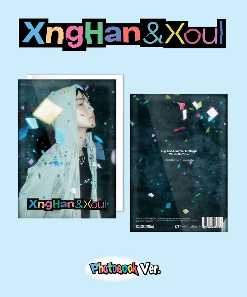 XNGHAN&XOUL - 1st Album [Waste No Time] (Photo Book Ver.) - Album Kpop, photo book avec visuels confettis, couverture marque