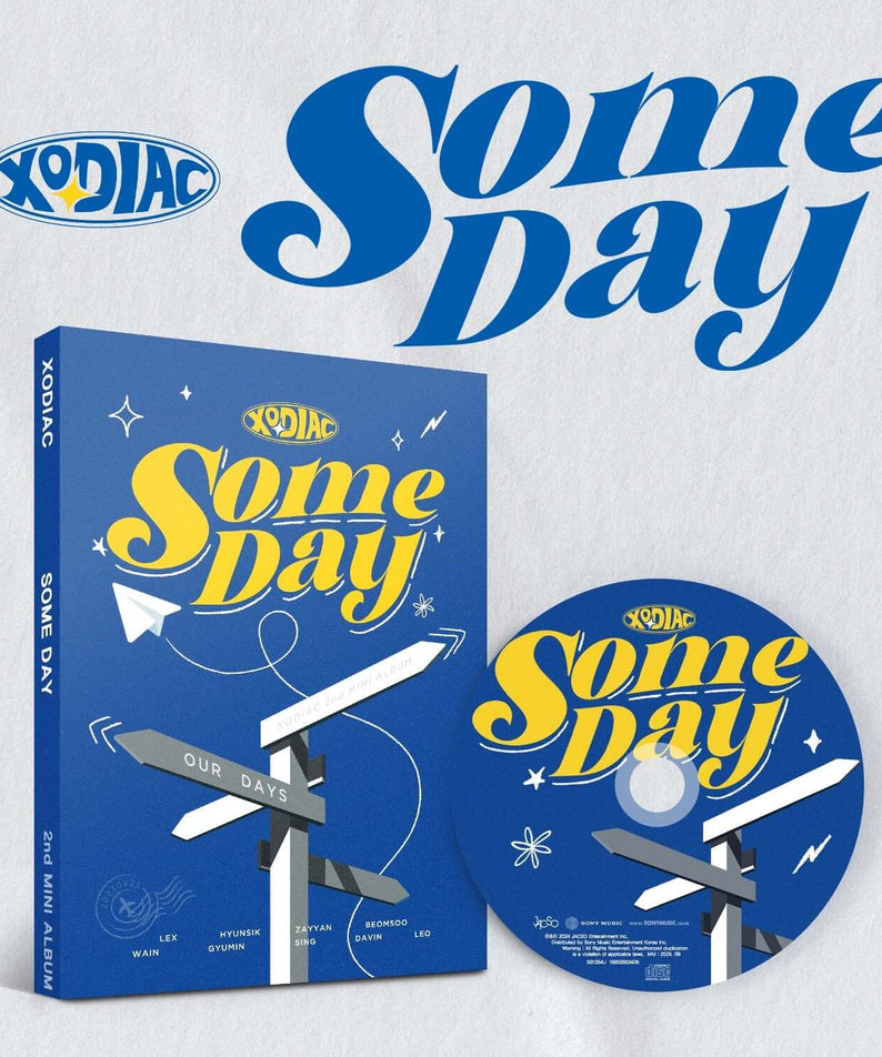 XODIAC - 2nd MINI ALBUM [SOME DAY] (Photobook) - Album Kpop : pack photo bleu avec jaquette et CD sur fond clair
