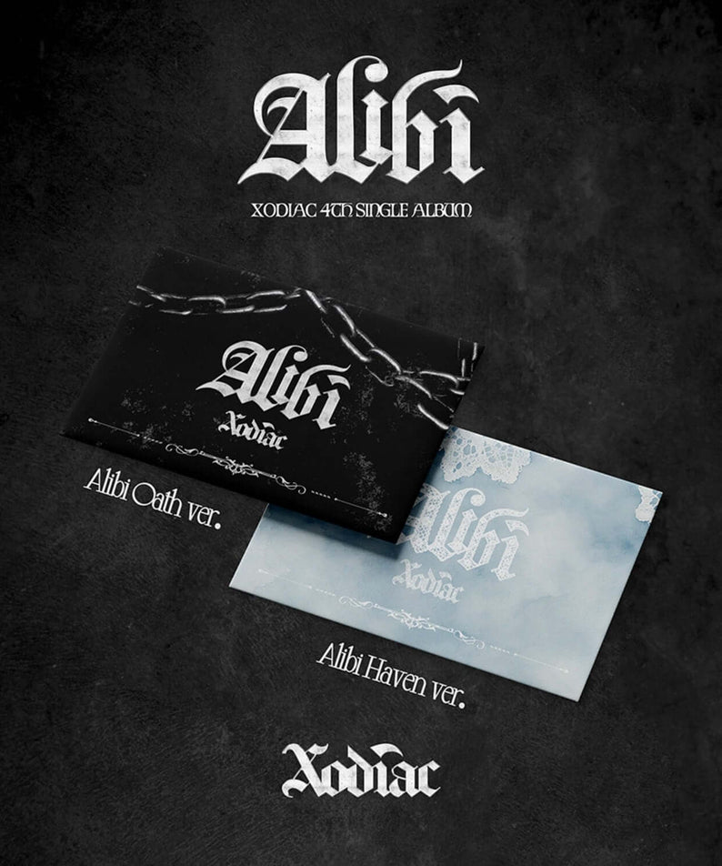 XODIAC - [Alibi] - Album Kpop : coffrets noirs Alibi Dawn & Haven ver, visuel sombre de marque XODIAC