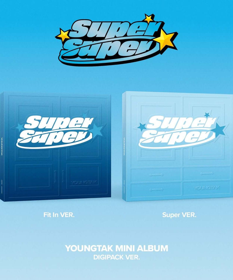 YOUNG TAK - [SuperSuper] (DIGIPACK Ver.) (Set of 2) - Album Kpop, coffrets digipack Young Tak sur fond bleu
