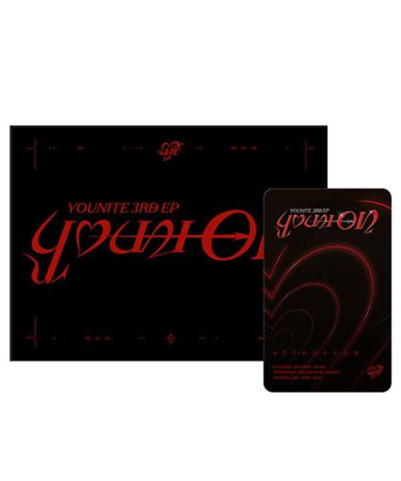 YOUNITE - YOUNITE 3RD EP [YOUNI-ON](Poca-Album ver.) - Album Kpop : pochette noir/rouge avec visuel YOUNITE, style Kpop