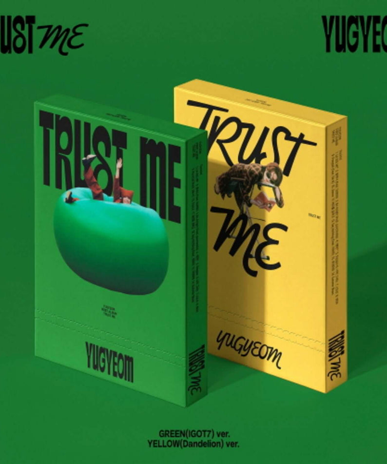 YUGYEOM - [TRUST ME] (GREEN(IGOT7) Ver. / YELLOW(Dandelion) Ver.) (Random 1 of 2) - Album Kpop, boîtiers verts & jaunes.