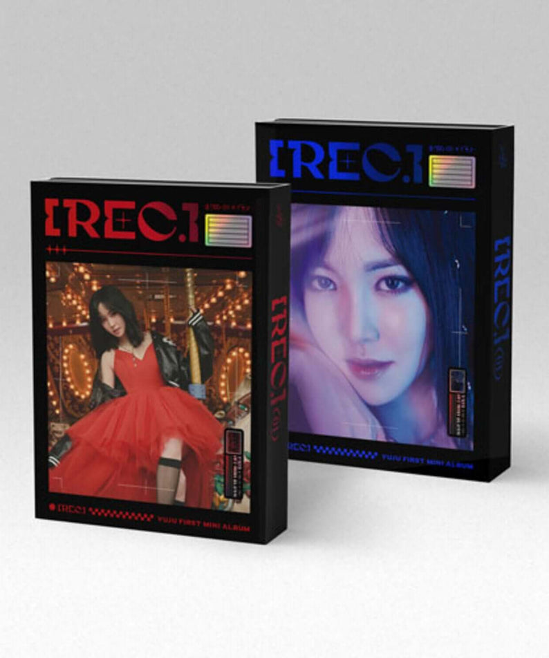 YUJU - [REC.] (random) - Album Kpop : jaquettes YUJU, concept “REC.” en duo sur fond clair, style studio.