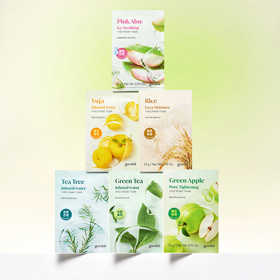 GOODAL Gentle Mask (Pink Aloe/Green Apple/Rice/Tea Tree/Green Tea/Yuzu)