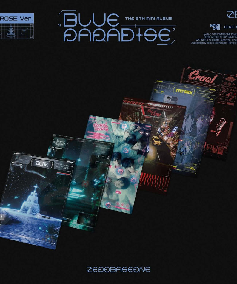 ZEROBASEONE - 5th Album [BLUE PARADISE] (ZEROSE Ver.) (Set of 6) - Album Kpop, visuels packs bleus sur fond sombre