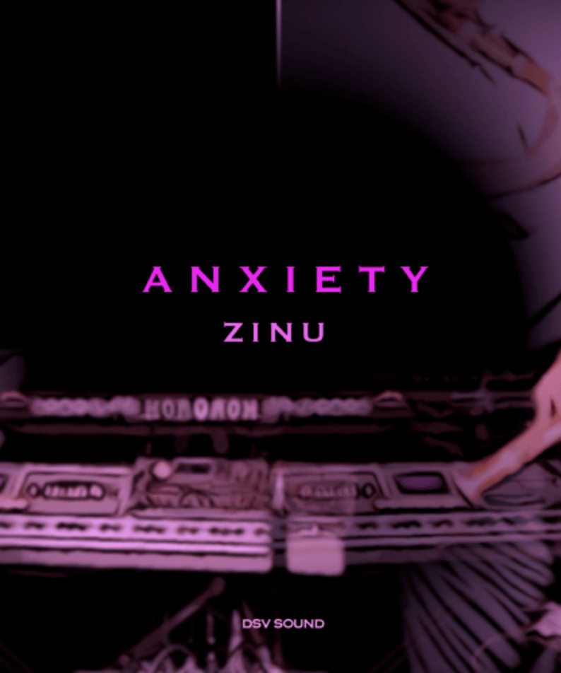 ZINU - ANXIETY (1ST ) - Album Kpop : visuel violet avec l’inscription ANXIETY, ZINU, style musical K-pop